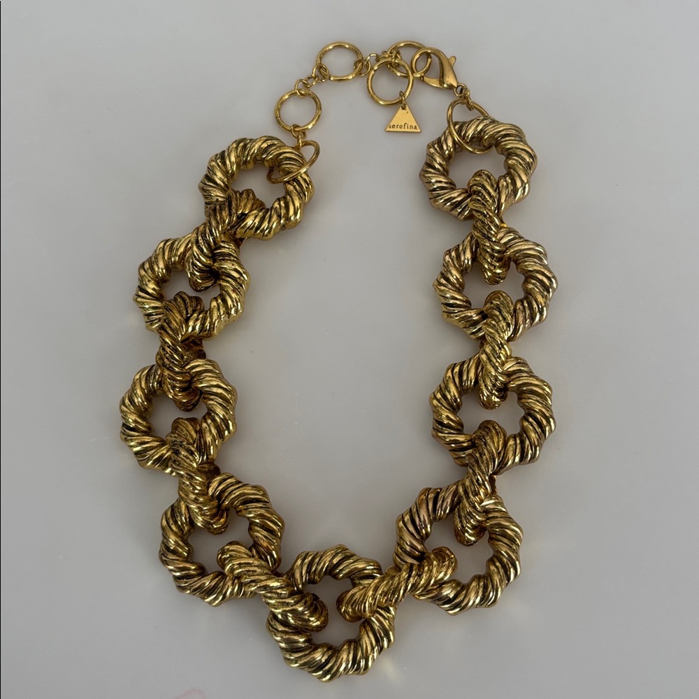 Serafina Gold Twisted Link statement Necklace from Anthropology